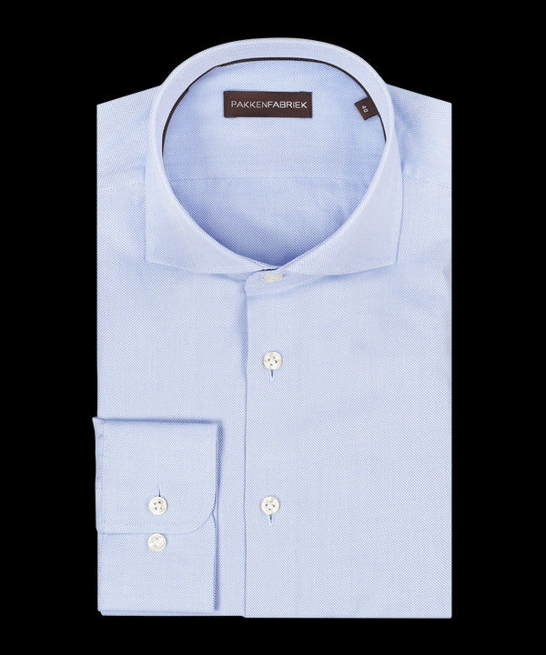 Royal blue oxford overhemd met wide spread kraag
