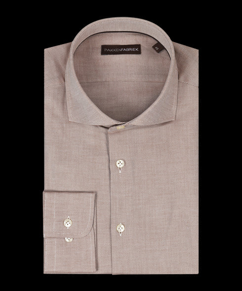 Royal light brown oxford overhemd met wide spread kraag