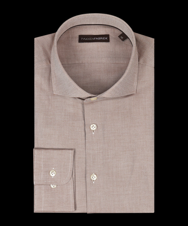 Royal light brown oxford overhemd met wide spread kraag