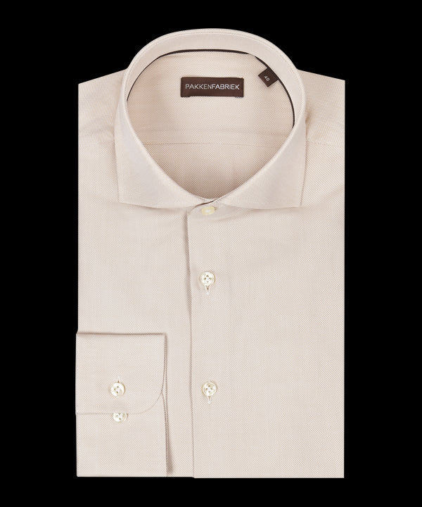 Royal sand oxford overhemd met wide spread kraag