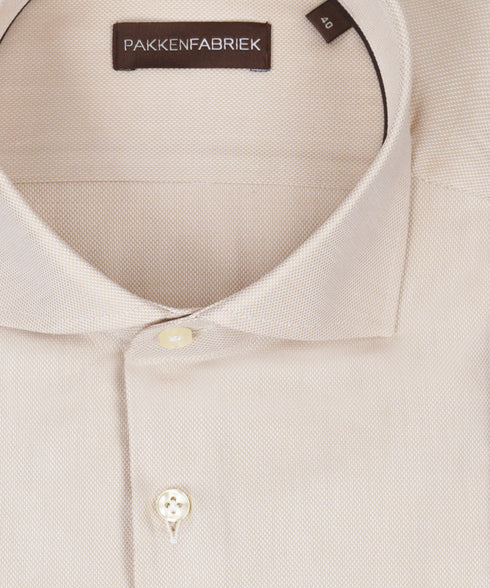 Royal sand oxford overhemd met wide spread kraag