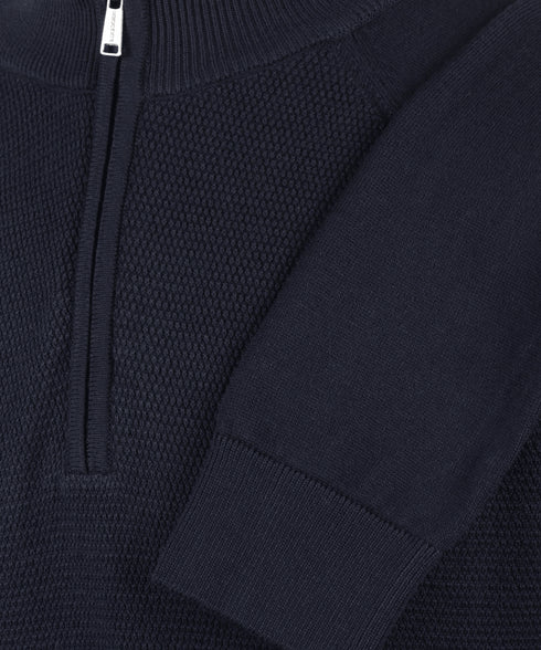 Navy half-zip met structuur