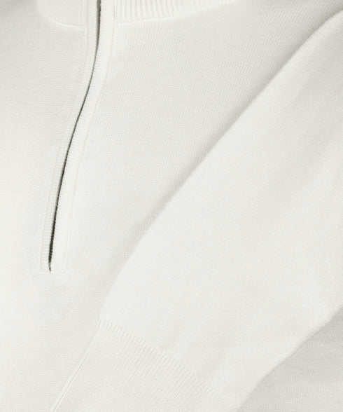 Off-white half-zip met geribde boorden