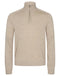 Beige Merino Crew half zip Pullover