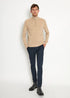 Beige Merino Crew half zip Pullover