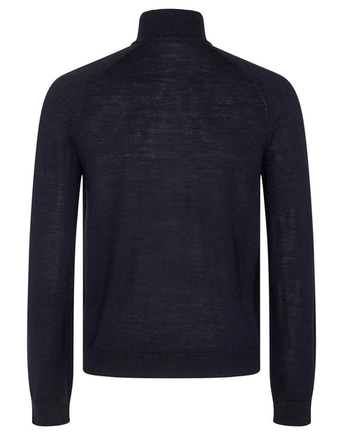 Navy Merino Crew half zip Pullover