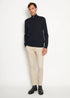 Navy Merino Crew half zip Pullover