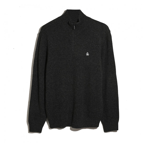Antraciet halflange zip van lamswol van Original Penguin