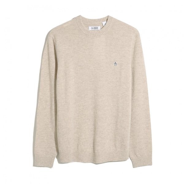 Beige pullover met ronde hals van lamswol van Original Penguin
