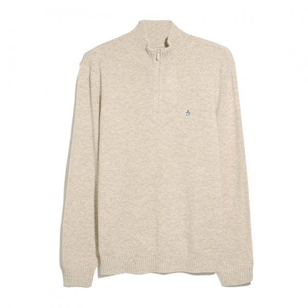 Beige halflange zip van lamswol van Original Penguin