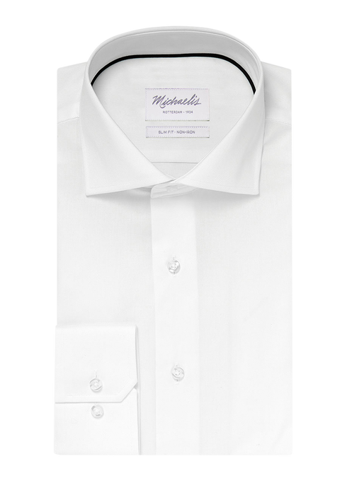 Uni wit fine twill overhemd
