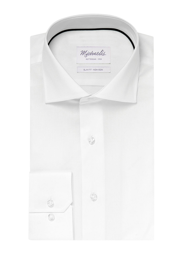 Uni wit fine twill overhemd