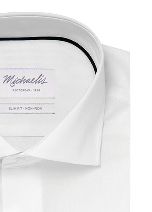 Uni wit fine twill overhemd (Extra lange mouwen)