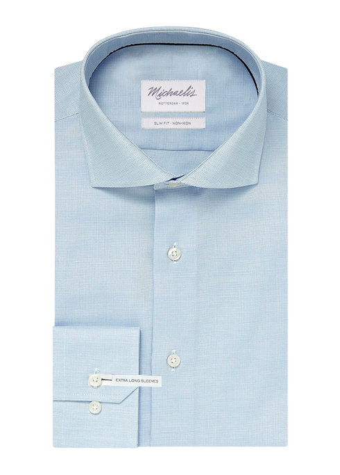 Uni blauw overhemd (Extra lange mouwen)