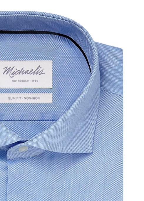 Uni Blauw Oxford katoenen overhemd