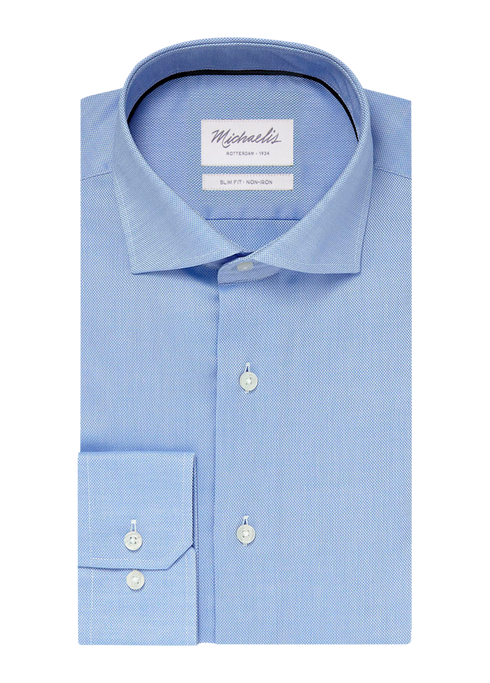 Uni Blauw Oxford katoenen overhemd