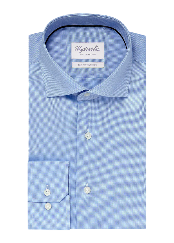 Uni Blauw Oxford katoenen overhemd