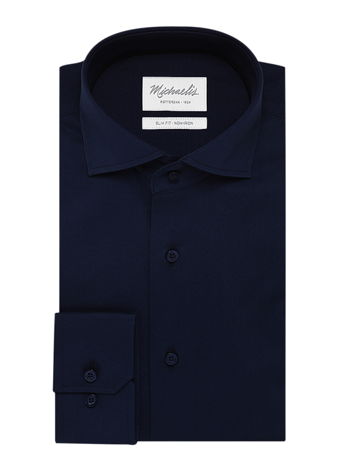 Uni navy katoenen overhemd