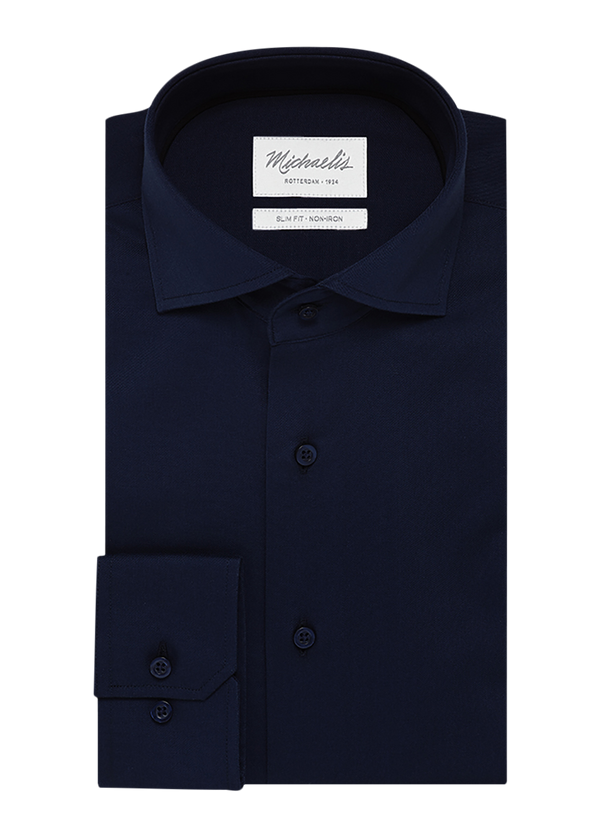 Uni navy katoenen overhemd