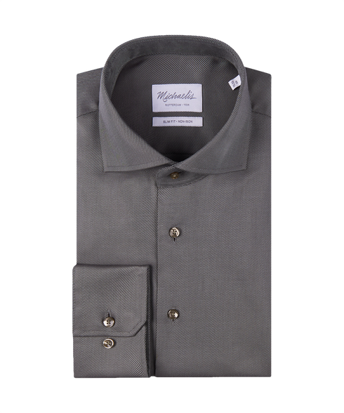 Zilvergroen overhemd met subtiele diagonale strepen