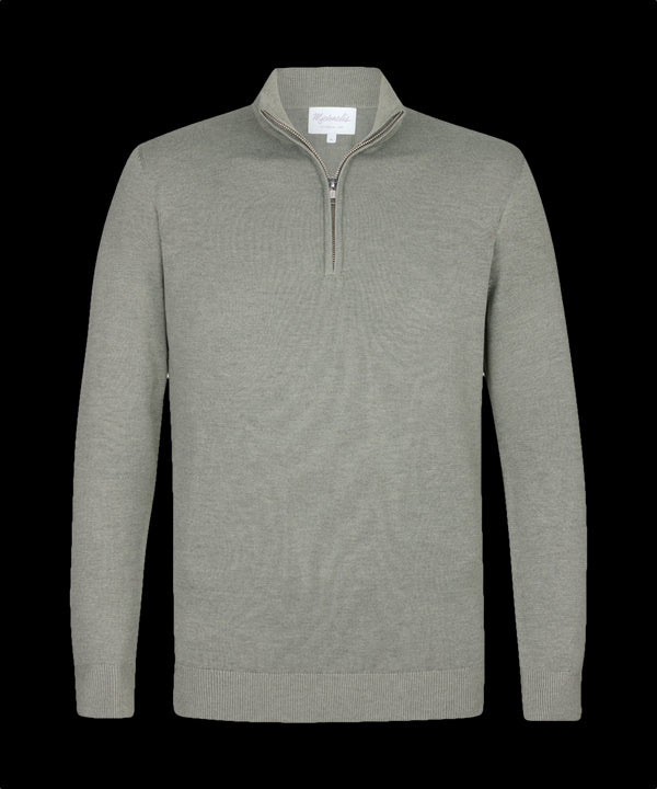 Zachtgroene trui met halflange rits