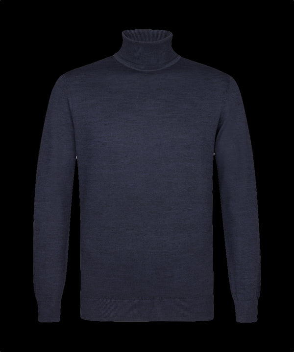 Navy coltrui met geribde boord