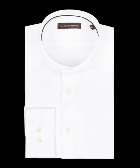 Royal twill wit overhemd met wide spread kraag