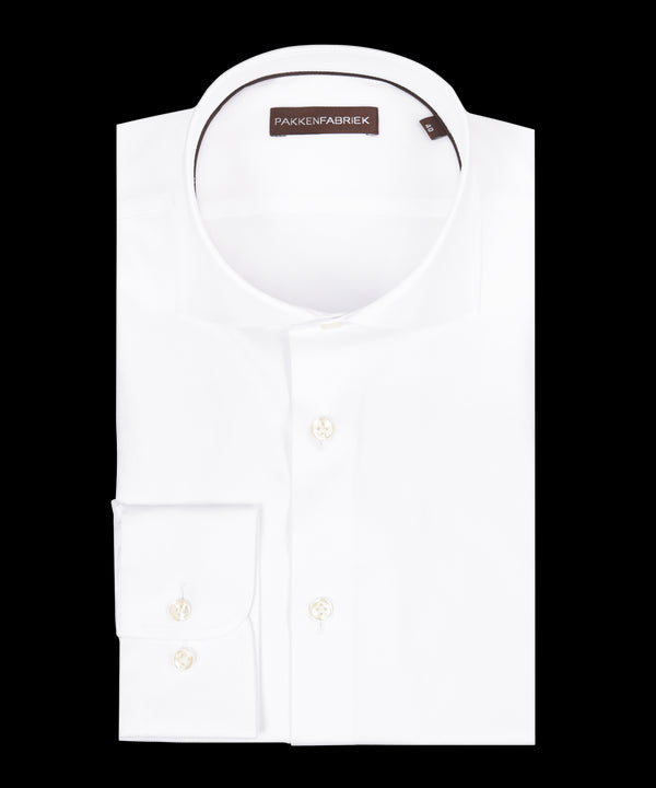 Royal twill wit overhemd met wide spread kraag
