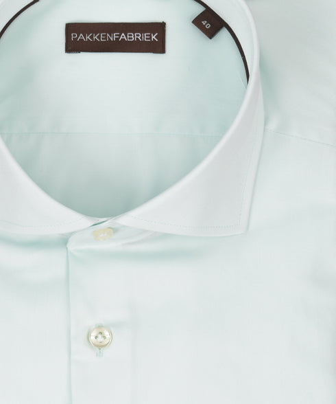 Twill lime overhemd met wide spread kraag