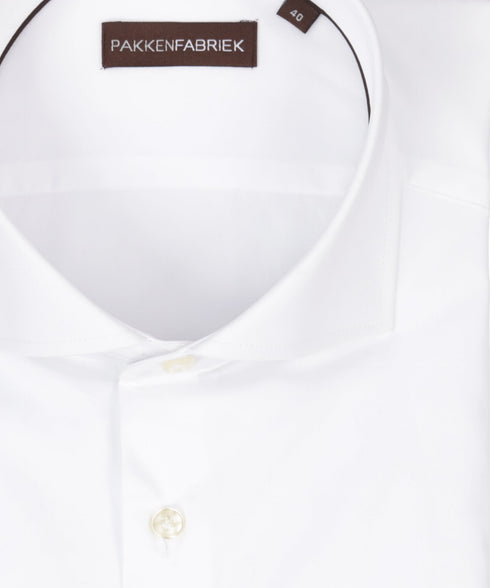 Twill wit overhemd met wide spread kraag