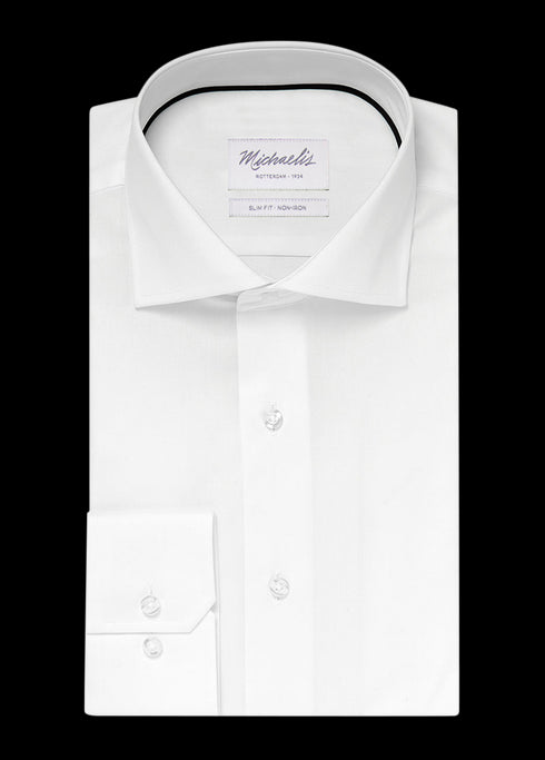 Uni wit fine twill overhemd