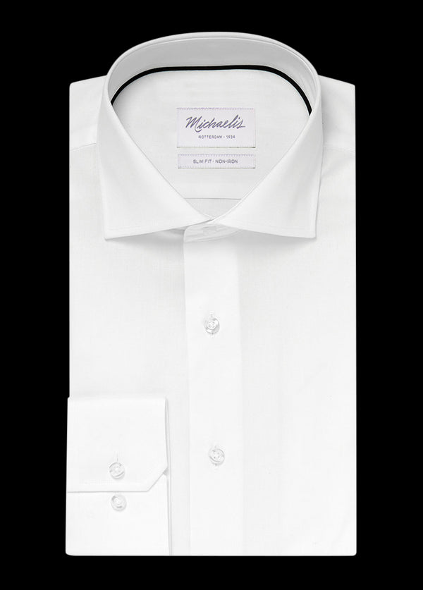 Uni wit fine twill overhemd