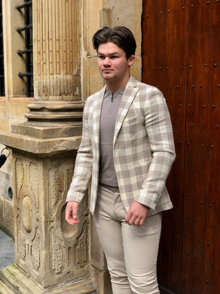 Beige geruit Colbert