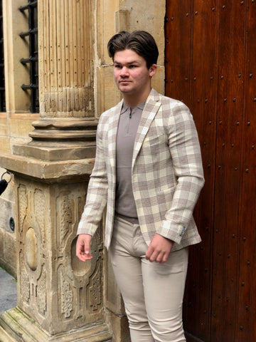 Beige geruit Colbert