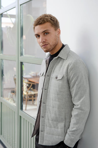 Lichtgrijs Padded Overshirt van 7 Square