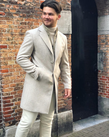 Beige Overcoat met Windstopper