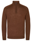 Camel Merino Zip Mock Pullover
