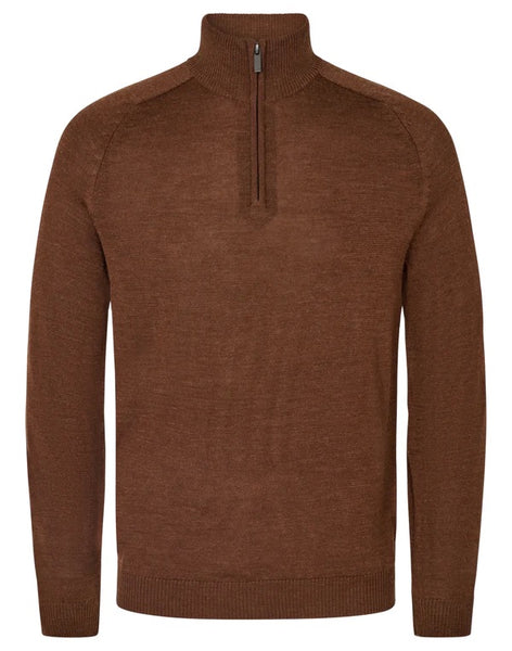 Camel Merino Zip Mock Pullover