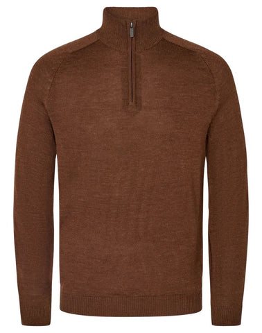 Camel Merino Zip Mock Pullover
