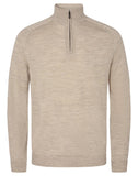 Beige Merino Zip Mock Pullover