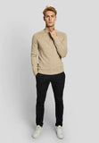 Beige Merino Zip Mock Pullover