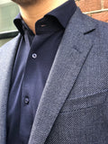 Blauw birdseye tweed Pak