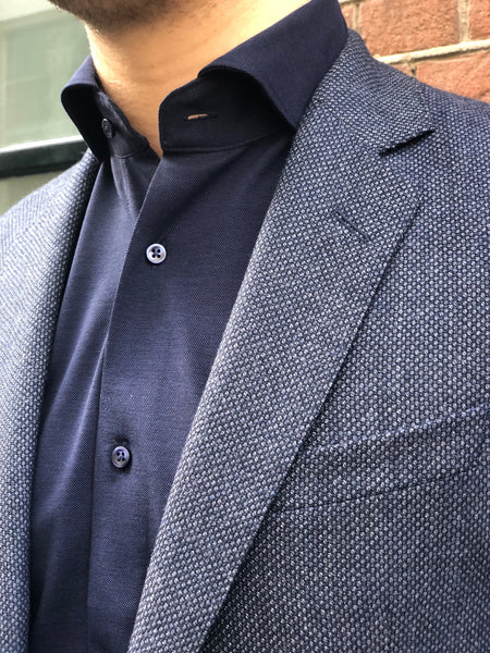 Blauw birdseye tweed Pak