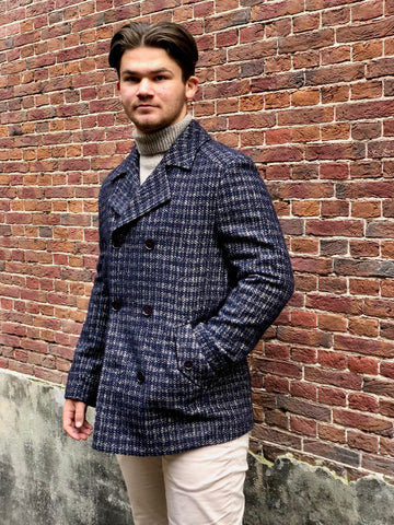 Blauw Beige Coat