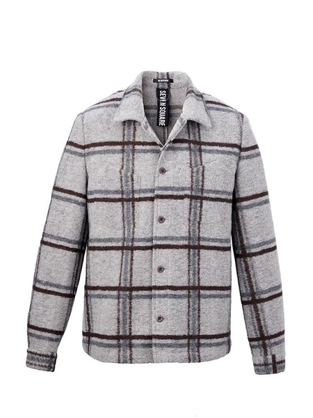 Taupe geruit Overshirt van 7 Square