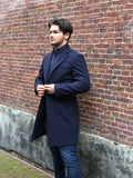 Navy Blauwe Overcoat met Windstopper