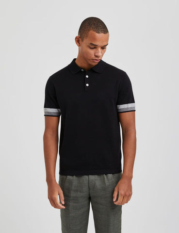 Navy fijn gebreide Polo van Bertoni