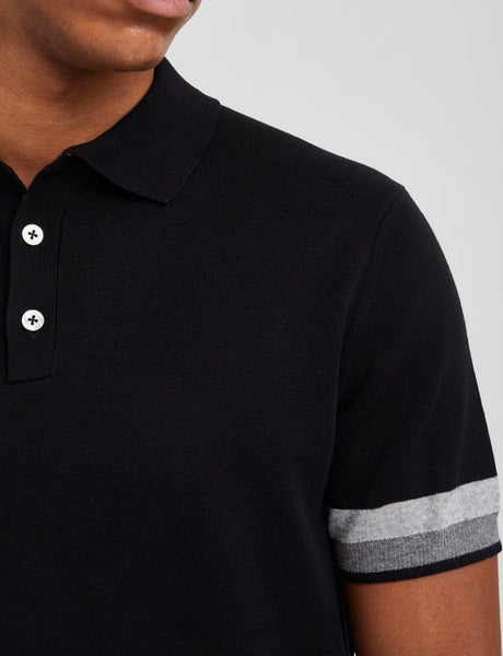 Navy fijn gebreide Polo van Bertoni