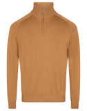 Camel Katoen Zip Mock Pullover