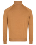 Camel Katoen Zip Mock Pullover
